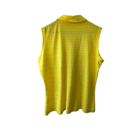 NIKE GOLF Dri-Fit Yellow & White Stripe Sleeveless Polo Shirt Women's XL New - Picture 7 of 8